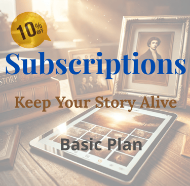 Basic legacy writing subscriptions tablet with nostalgic story update