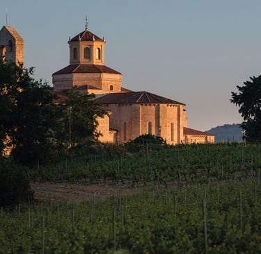 luxury monastery at sunset