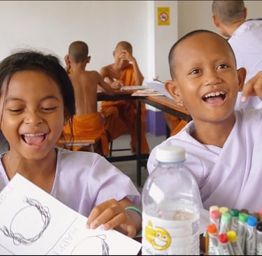 monk girls in classroom
