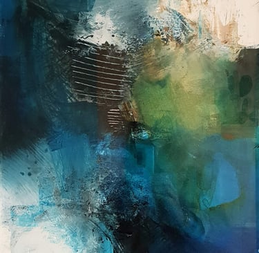 tableau acrylique abstrait fond marin