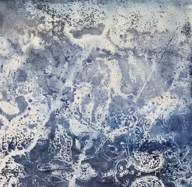 motifs tissus à l'encre sur papier destinés au collage sur toile