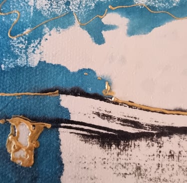 détail d'un tableau vu de très près montrant le travail de l'artiste