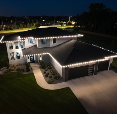 Cool White Seasonal Lighting on Home