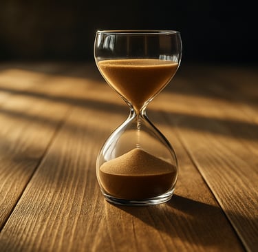 an hourglass on a wooden table - curiousramblings