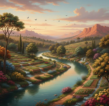 A breathtaking landscape painting or highly artistic photo of the new Sahara, focusing on a beautifully designed feature