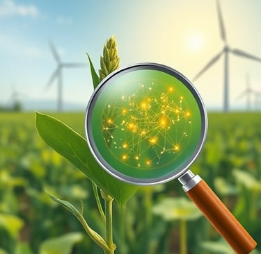 Conceptual artwork: A healthy, vibrant plant (e.g., a bioenergy crop like sorghum or a stylized gene