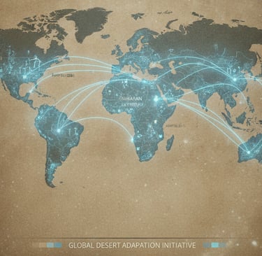 A world map with the Sahara, the Gobi Desert, and the Australian Outback all highlighted, with the Saharan "blueprint"