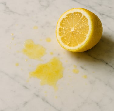 macchie di limone su marmo