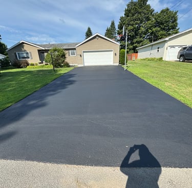 A freshly sealed driveway