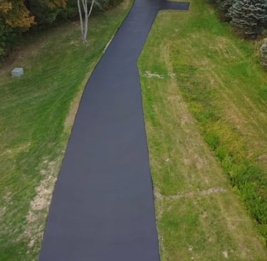 A freshly Sealed driveway