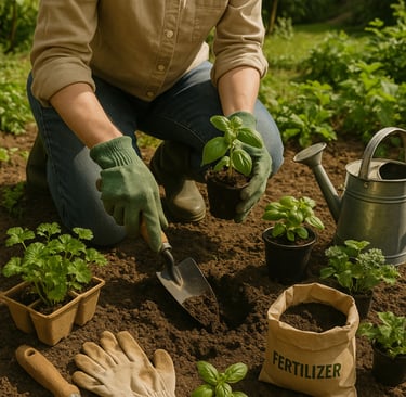 a man is kneeling down in the dirt
