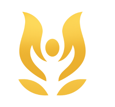 Driekleurig logo dat verbinding tussen lichaam, geest en ziel weergeeft.