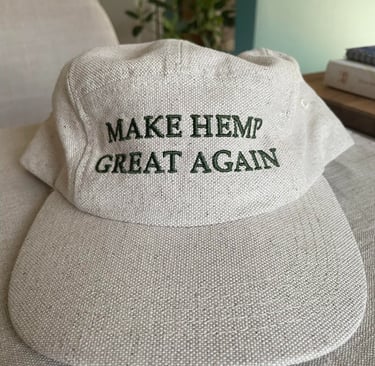 a hat with a message that says make hemp hemp great again