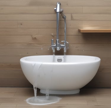 A plumber fixing a pipe in a modern bathroom.