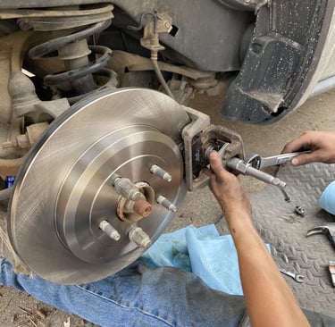 Our technician installing new brakes