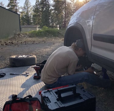 Our technician working on an axle