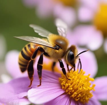 a close up of a bee