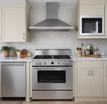 A vibrant kitchen featuring colorful cabinets and stylish decor.