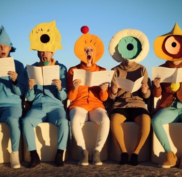 Ilustração de leitura dramática feita por IA