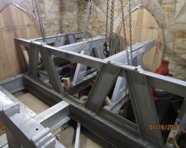 Frame with bells during fitting 1