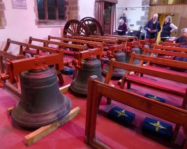 Bells displayed in church