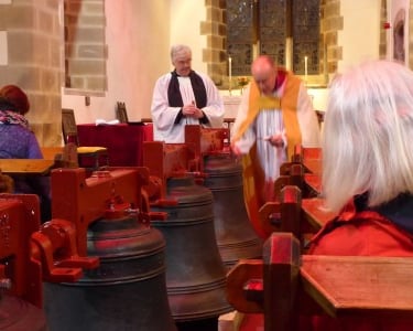 Bishop of Stafford blessing the bells