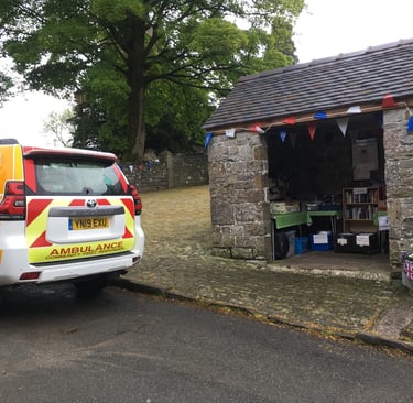 Bus Shelter with First Responder vehicle