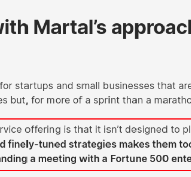 Screenshot from the article, "Martal Group for lead generation? What high volume really means"