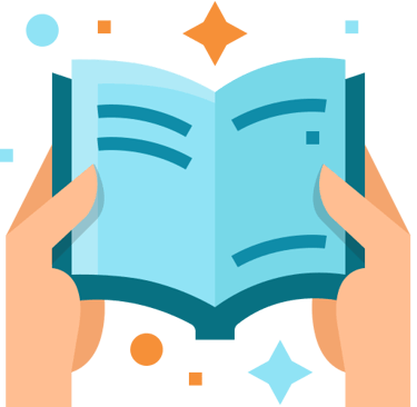 hands holding a book with a bookmark on it