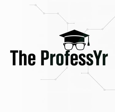 The ProfessYr logo featuring eyeglasses and a graduation cap with minimalist tech network lines