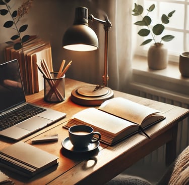 A stack of non-fiction books with inspiring titles on a desk.