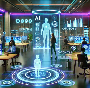 a futuristic office with a futuristic interface of a human body