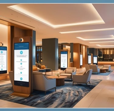 Restaurante moderno con tecnología digital integrada, mostrando estrategias de marketing emocional e