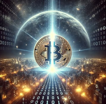 a flash of light in the middle of a bitcoin