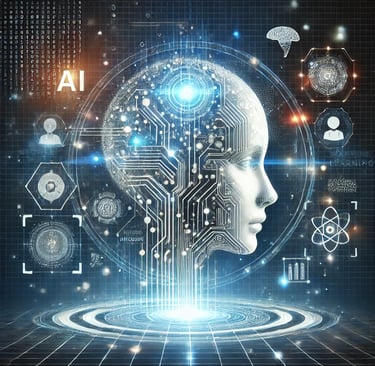 a human head with artificial inteligency technology