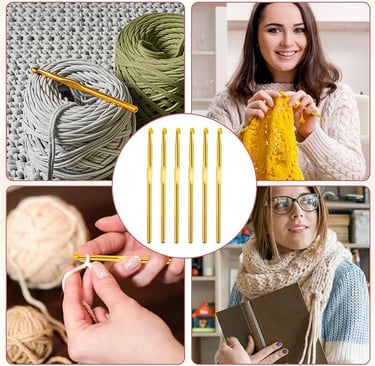 6Pcs 6mm Aluminum Crochet Hooks