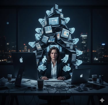 mulher sobrecarregada por querer assumi tudo no ambiente de trabalho