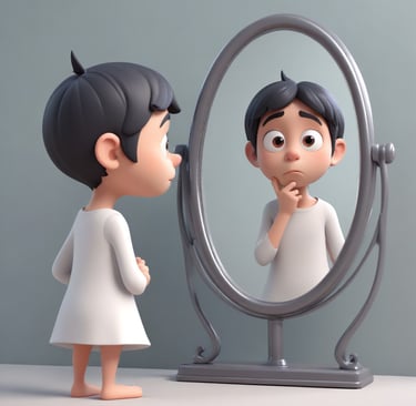 olhando no espelho representando autocrítica e melhorando a autoestima