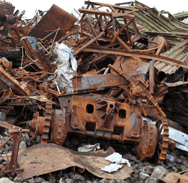 a collection of rusted scrap steel and metals