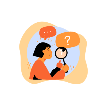 a man looking at questionnaires with question marks