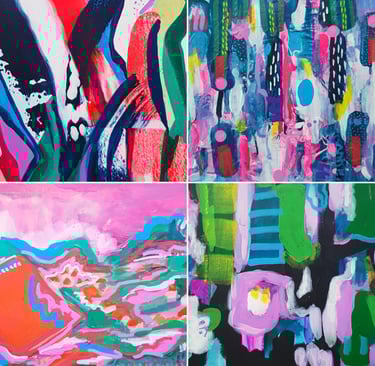 image showing 4 modern art paintings by julie featherstone