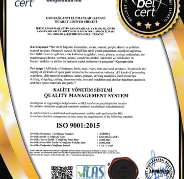 ISO 9001 Kalite Belgesi