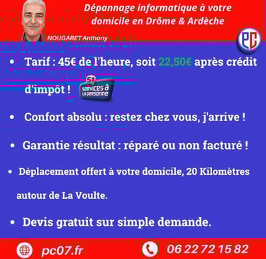 reparateur ordinateur a le pouzin et a domicile