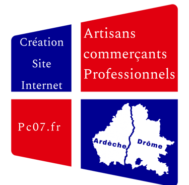 Logo DRÔME et Ardèche le nom du site pc07.fr création pour artisans commerçant professionnel