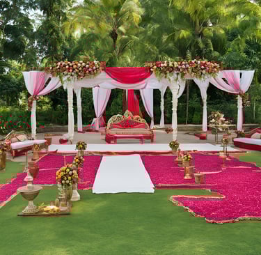 Beautiful garden and spacious lawn for wedding and reception events in Buxar