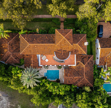 top down view of a coastal home
