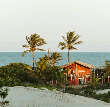 beach home with landscaping