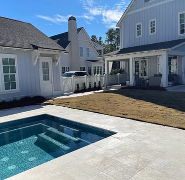 backyard with a pool and lawn 