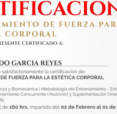 Certificado entrenamiento de fuerza
