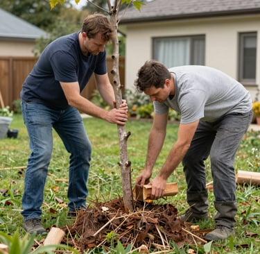Team members performing a household clearance with boxes and furniture